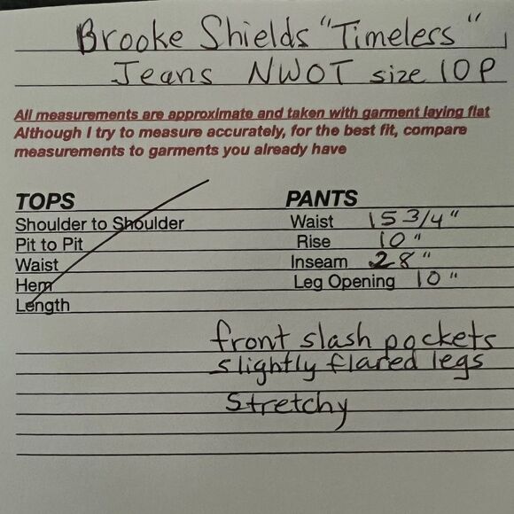 Wide leg, ultra flare Brooke Shields "Timeless"Jeans, NWOT, Size 10P - Picture 9 of 9